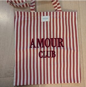 Sezane Amour Club Red and White Striped Tote Bag